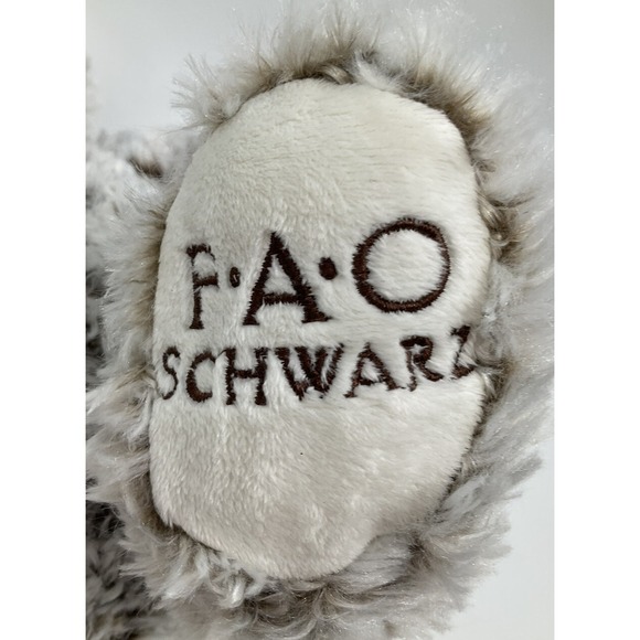 F.A.O. Schwarz Teddy Bear Curly Fur Plush Gray Plaid Bow Stuffed Animal 18" - Picture 3 of 5